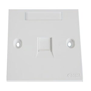 COMMSCOPE 235001-1 Faceplate Kit, labeled, 1-gang, 1 port, with  shutter, signal white