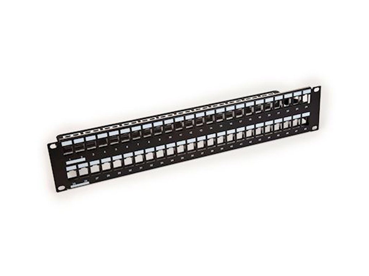 Corning UU001622909 Everon® Copper Datacom VOL Patch panel 19-inch 2U, 19” Black