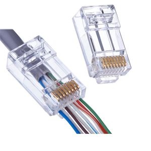 Cat5e Cat6 Pass Through Gold Plated RJ45 Connector