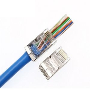 Cat6 Pass Through Gold Plated RJ45 Connector