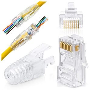 RJ45 Cat6 Pass Through Connector And Strain Relief Boot For Network Cable
