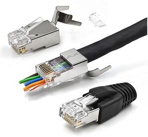 Cat6 Cable RJ45 Pass Through Plug With Strain Relief Boot Sftp/ftp
