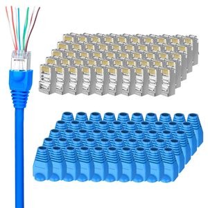 8P8C Modular STP Network Cable Cat6 Cat5e Pass Through RJ45 Connector Boot