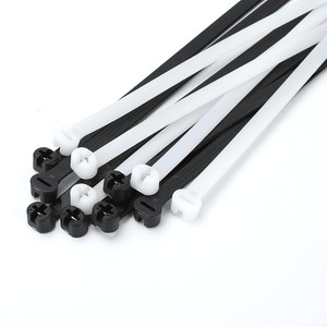 10x450mm Black / White Stainless Steel Plate Lock Cable Ties Nylon66 Self