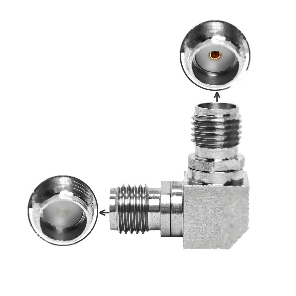 SMA Female Right Angle to SMA Female Right Angle Adapter 18GHz Stainless Steel Barrel Connector for Test Equipment RF Lab