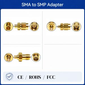 50Ohm RF Coaxial Connector DC-18GHz Gold Plated SMA Male Plug to SMP Male Plug Adapter for Antenna RF Test Equipment Module