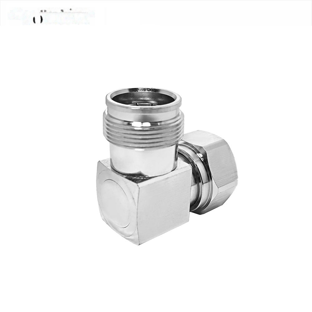 50Ohm Right Angle Low PIM 6G RF Coaxial Connector 4.3-10 Male to MINI DIN Female Adapter for 5G Base Station DAS Antenna System