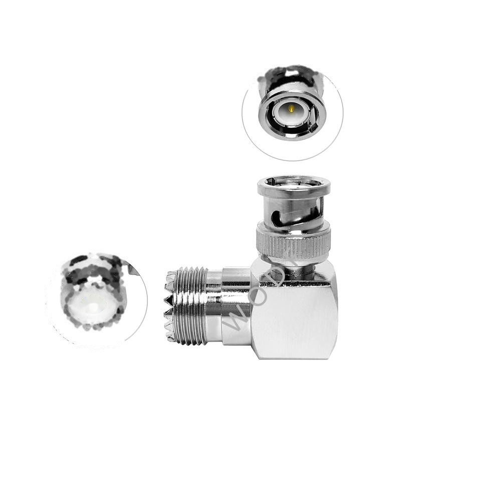 RF Coaxial Connector UHF Female SO-239 to BNC Male Adapter Plug Right Angle for Ham Radio Antenna Analyzer CB Equipment