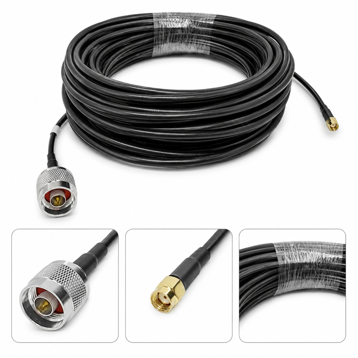 RF Coaxial Cable Assembly Dual Male RF Connector N Male to RPSMA Plug for LMR200/LMR195/RG58 Jumper Wire