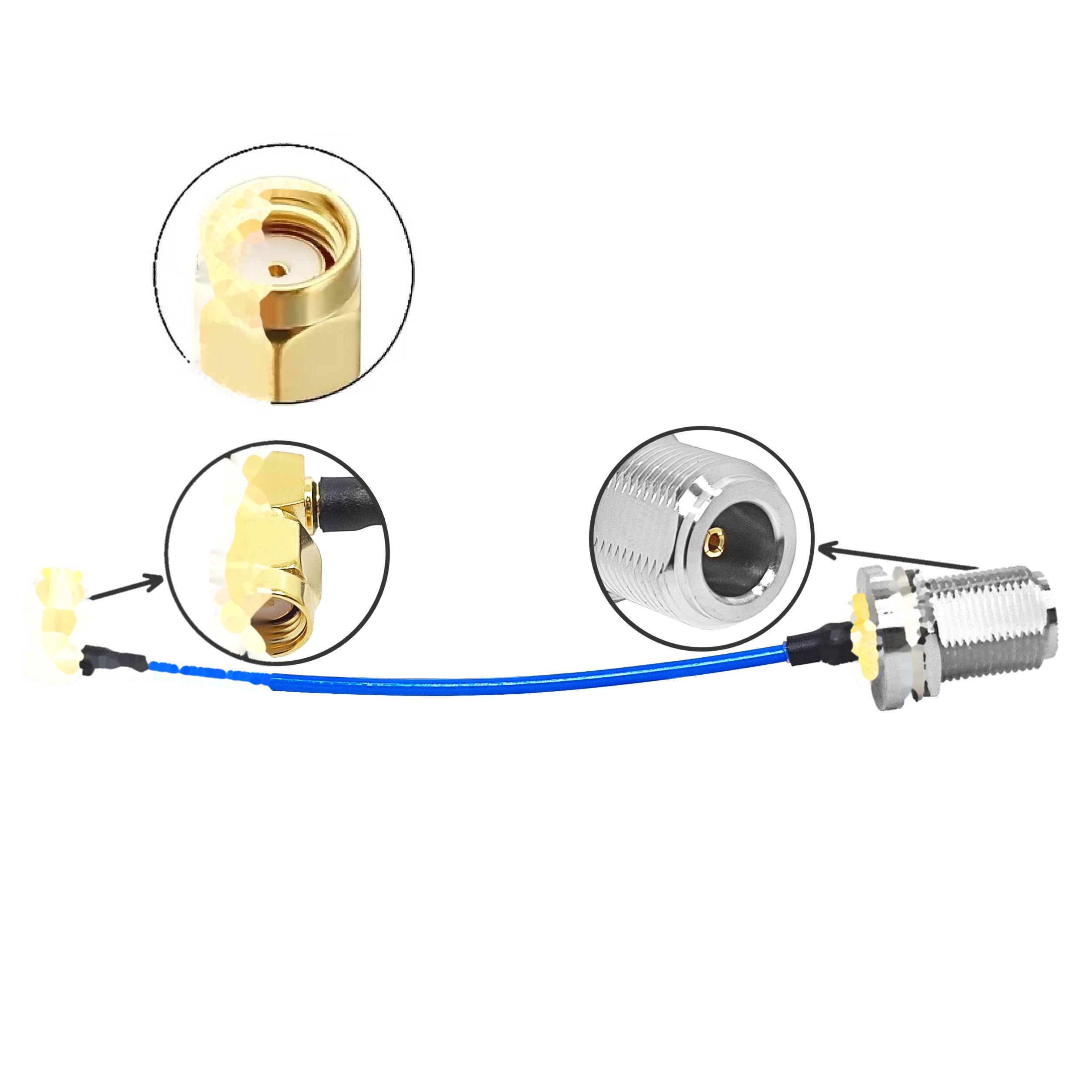 N Female Bulkhead Panel Mount to RPSMA SMA Male Plug Right Angle R/A with RG402 141" Semi-Flex Fep Coax Extension Cable Assembly