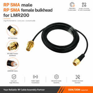 RP SMA Male to RP SMA Female Bulkhead Coaxial Cable Assembly LMR200 Panel Feedthrough for WiFi 4G Antenna & Test Equipment