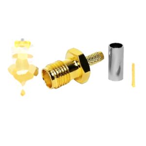 RF Coaxial 12.4GHz SMA Female Jack Straight Connector Crimp Solder Attachment for Rg316 Rg174 Rg188 50-1.5 Coax Cable Wire