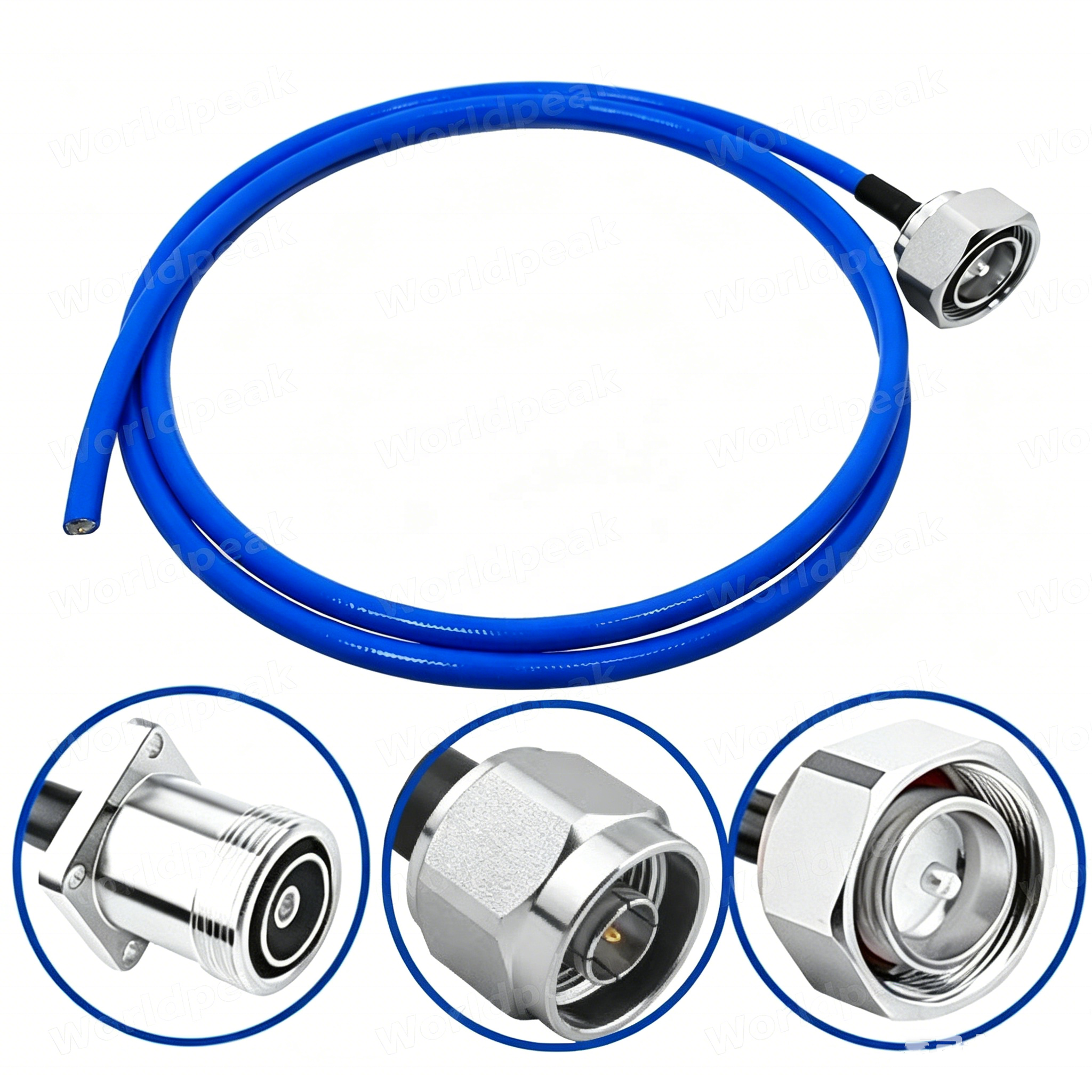 Jumper Cable L29 7/16 Din/N Male Female Connector to Open Free/Stripped End Rg401/0.250" Semi-Flexible High Power Cable Assembly