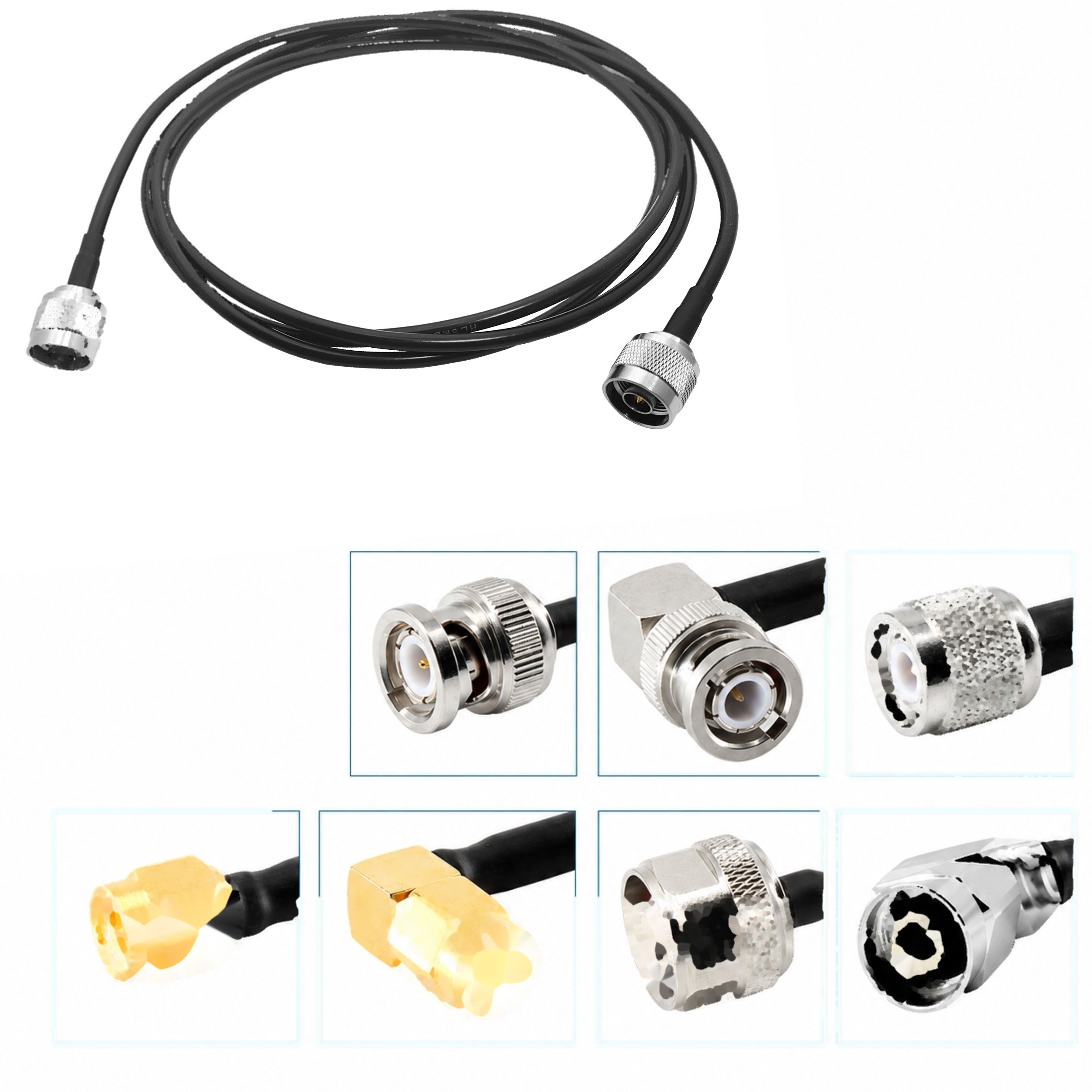 RF Male Coax Connector N-Plug Straight with Lmr200 Coaxial Cable Assembly for Double Shielded 2.4G/5G WIFI Antenna Extension