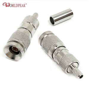 Worldpeak SAA 1.0-2.3 Plug 1.0/2.3 Straight Male Crimp DIN Push-Pull Coax Connector for 75 Ohm Flex2 Flex3 BT3002 Coaxial Cable