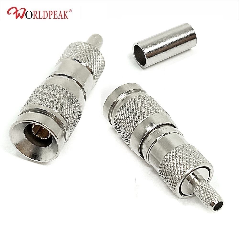 Worldpeak SAA 1.0-2.3 Plug 1.0/2.3 Straight Male Crimp DIN Push-Pull Coax Connector for 75 Ohm Flex2 Flex3 BT3002 Coaxial Cable