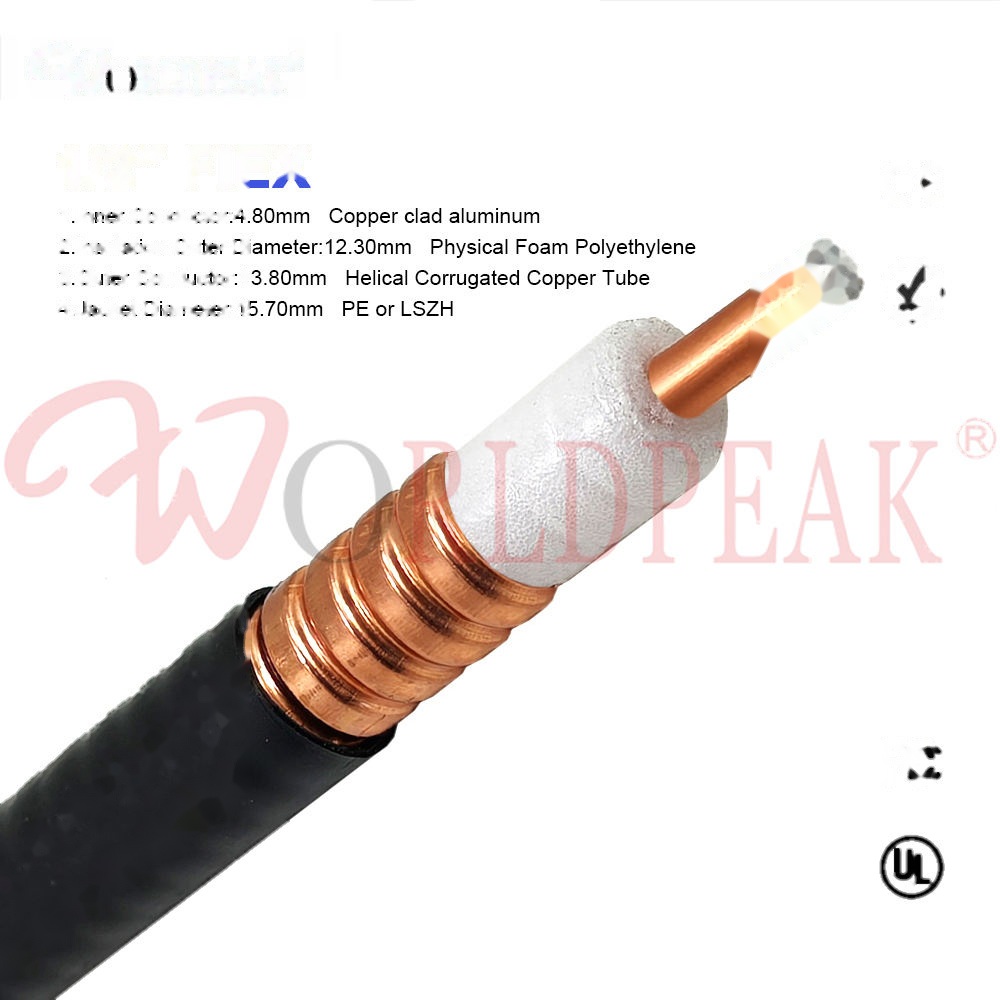 1/2" Standard Coaxial Cable LDF4-50A 50Ohm Low Loss Foam PE Jacket Feeder Cable for Base Station GSM 3G 4G 5G Antenna