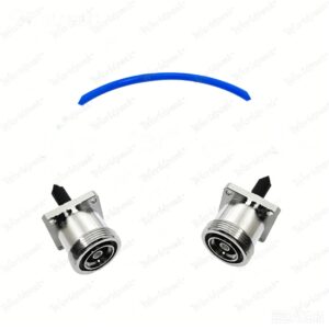 Mini Din 4.3-10 Female 4 Hole Flange to 4.3/10 Female Bulkhead Panel Mount with RG402 141" Semi-Flex Coax Jumper Cable Assembly