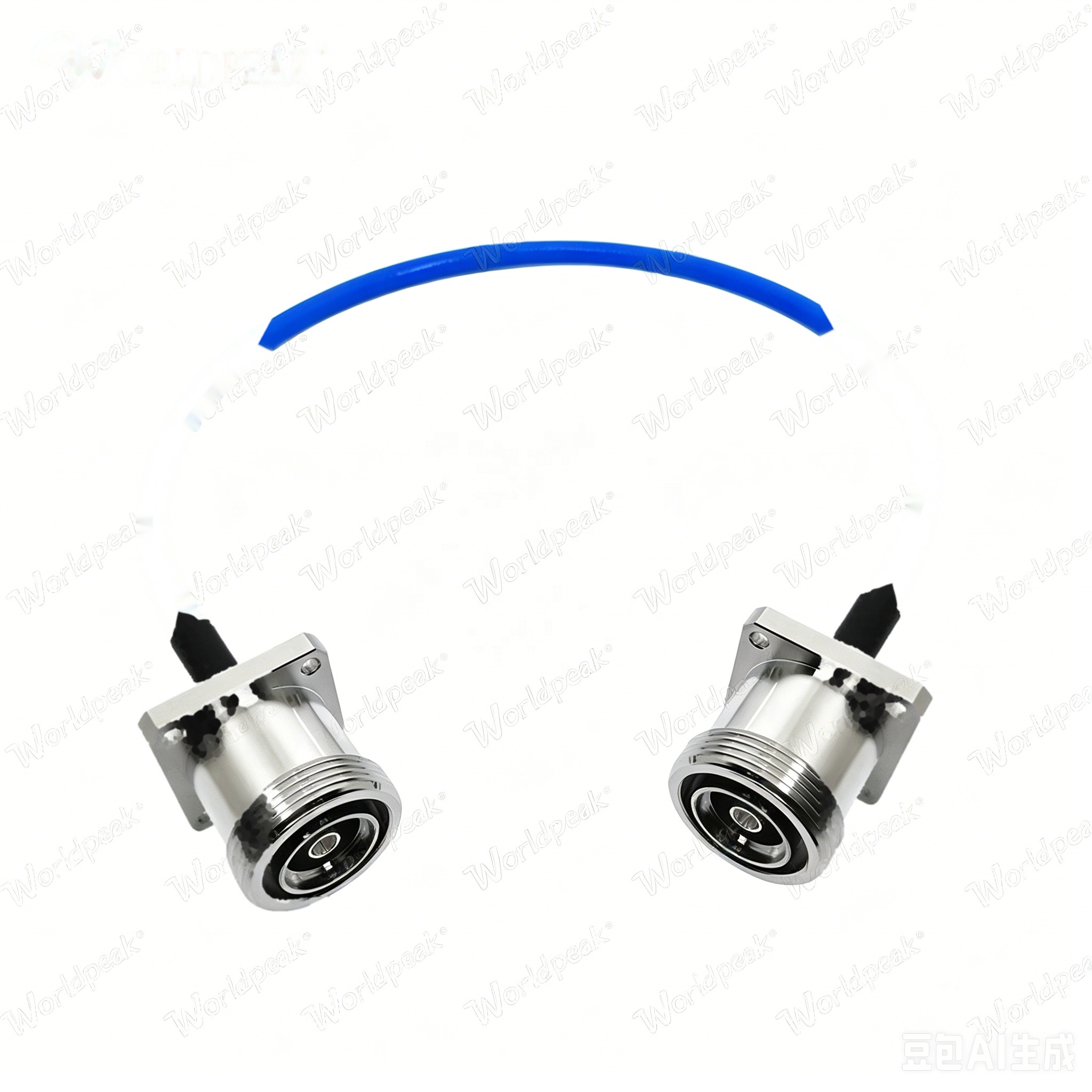 Mini Din 4.3-10 Female 4 Hole Flange to 4.3/10 Female Bulkhead Panel Mount with RG402 141" Semi-Flex Coax Jumper Cable Assembly