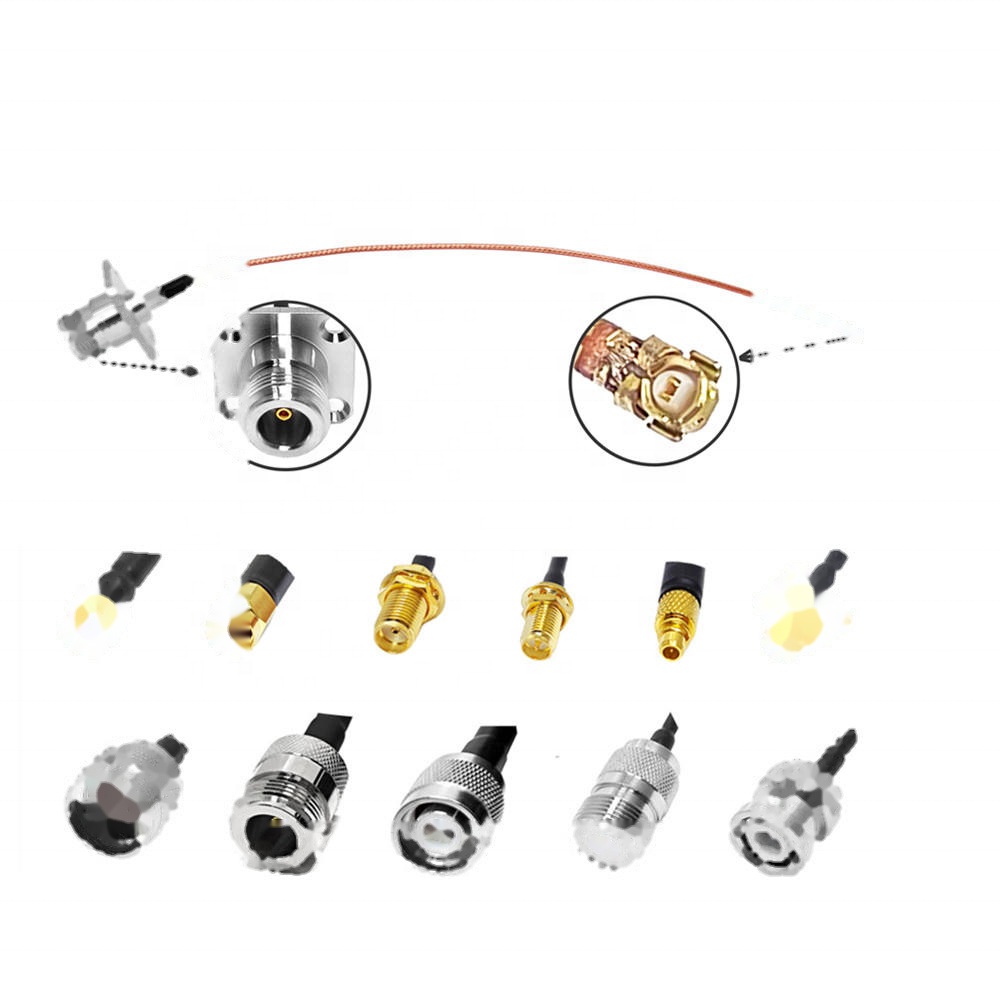 N 4-Hole Flange Female Jack N/UHF/SMA/TNC/BNC Bulkhead Male to UFL Female Right with RG178 Cable Pigtail RF Cable Assemblies