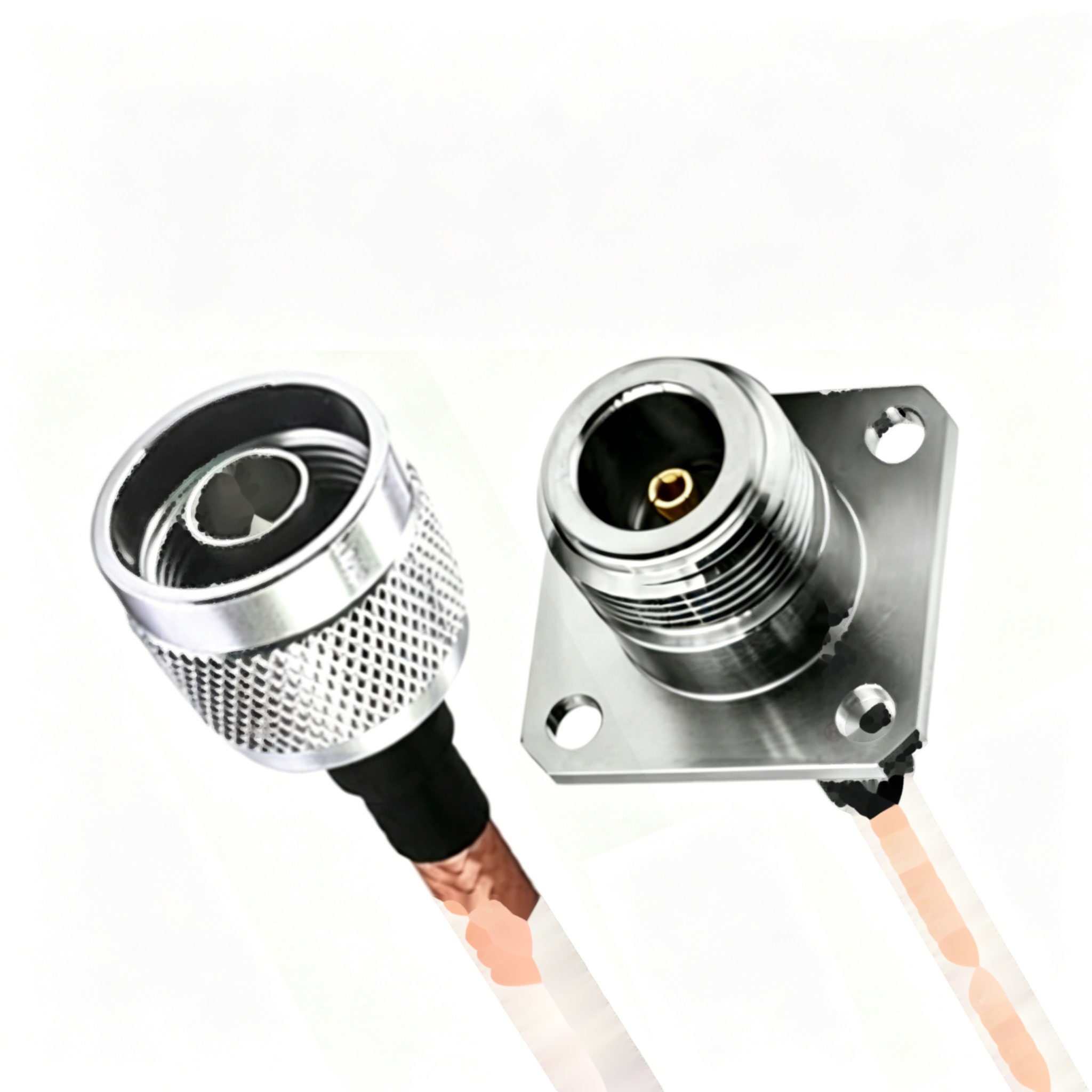 High Frequency N Type Male to N Female 4 Hole Flange Chassis Pigtail Cable RG400 RG142 50Ohm RF Extension Cable for Panel Mount