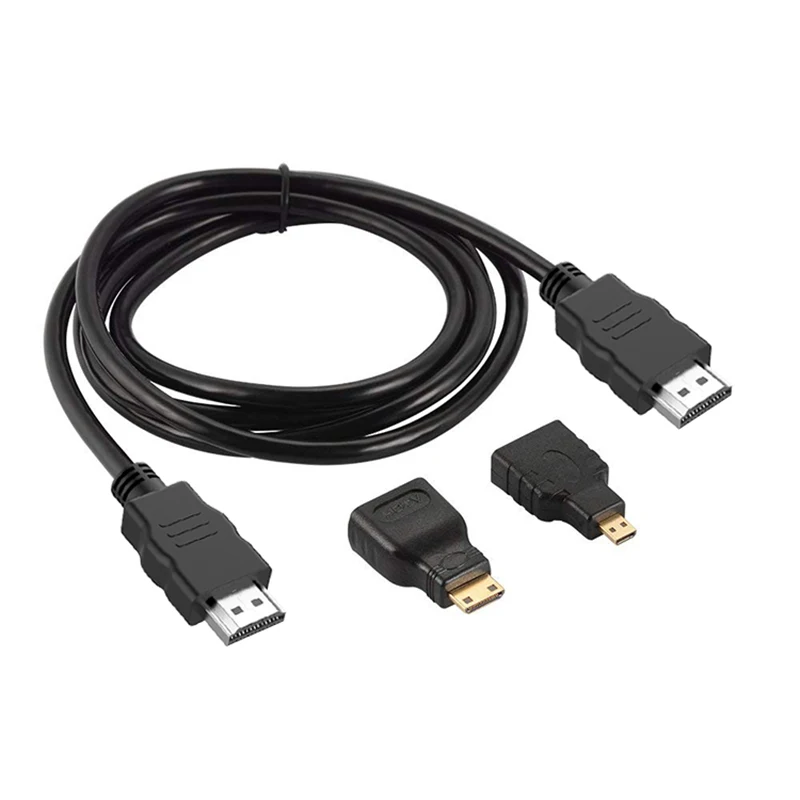 Mini HDMI Adapter Micro HDMI Connector HDMI Cable 3 In1 HD 1M 1.5 Meters Compatible Suitable for PS3 HDTV DVD XBOX