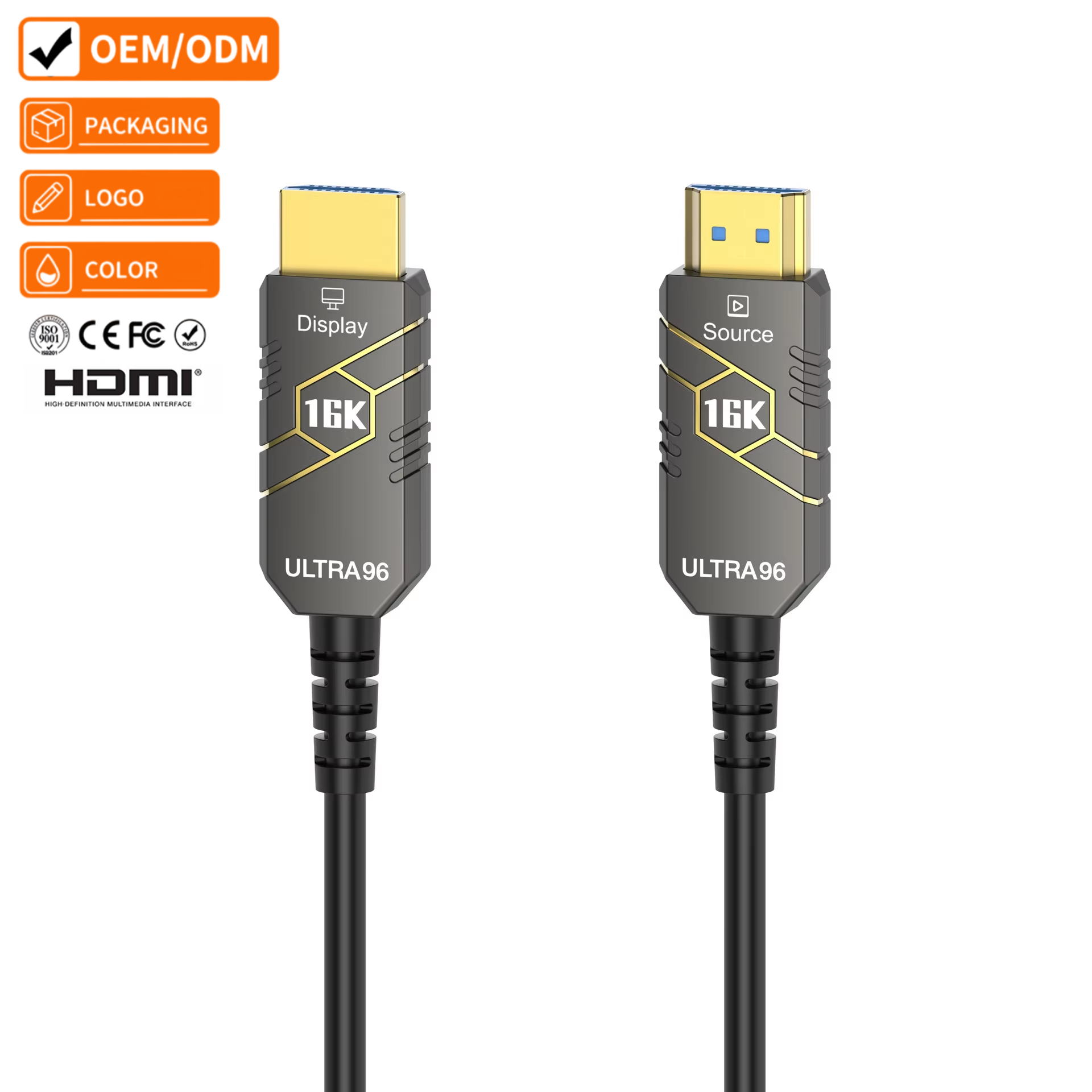 HDMI 2.2 16K 60Hz 8K 120Hz 96Gbps High Speed Fiber Optic Cable Active AOC Male to Male HDMI 2.1b Cable for Monitor Projector