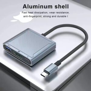 3-in-1 USB C Multiport Hub, Aluminum USB-C to DP 1.4 Adapter, 8K 60Hz 4K 144Hz, 100W PD USB 3.0 Docking Station