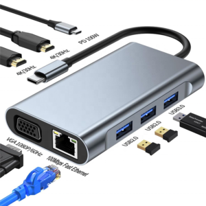 Multi Function 8 in 1 USB-C USB C to Dual 4K HDMI USB C Multifunctional Hub Docking Station 8-In-1 with 2 HDMI Extend Display