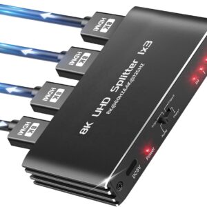 8K for HDMI 2.1 1-in-3-out 1x3 Splitter and Switch for TV Monitor & Gaming 4K 120fps Video Splitters & Converters