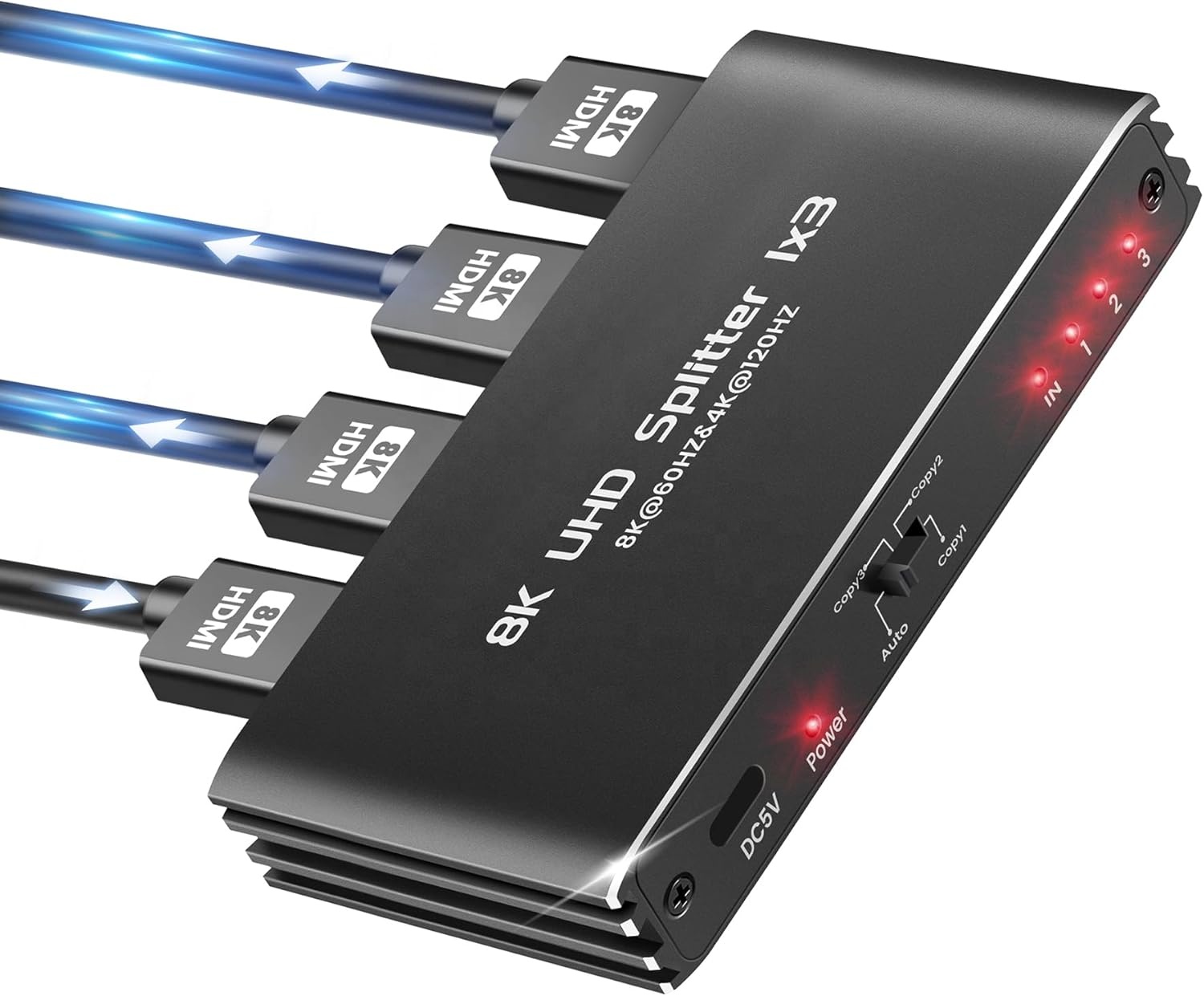 8K for HDMI 2.1 1-in-3-out 1x3 Splitter and Switch for TV Monitor & Gaming 4K 120fps Video Splitters & Converters