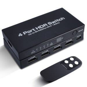4-Port for HDMI Switch 8K/60Hz 4K/120Hz 1080P/240Hz 4-in-1-Out HDMI2.1 Switcher Selector Video Splitters & Converters