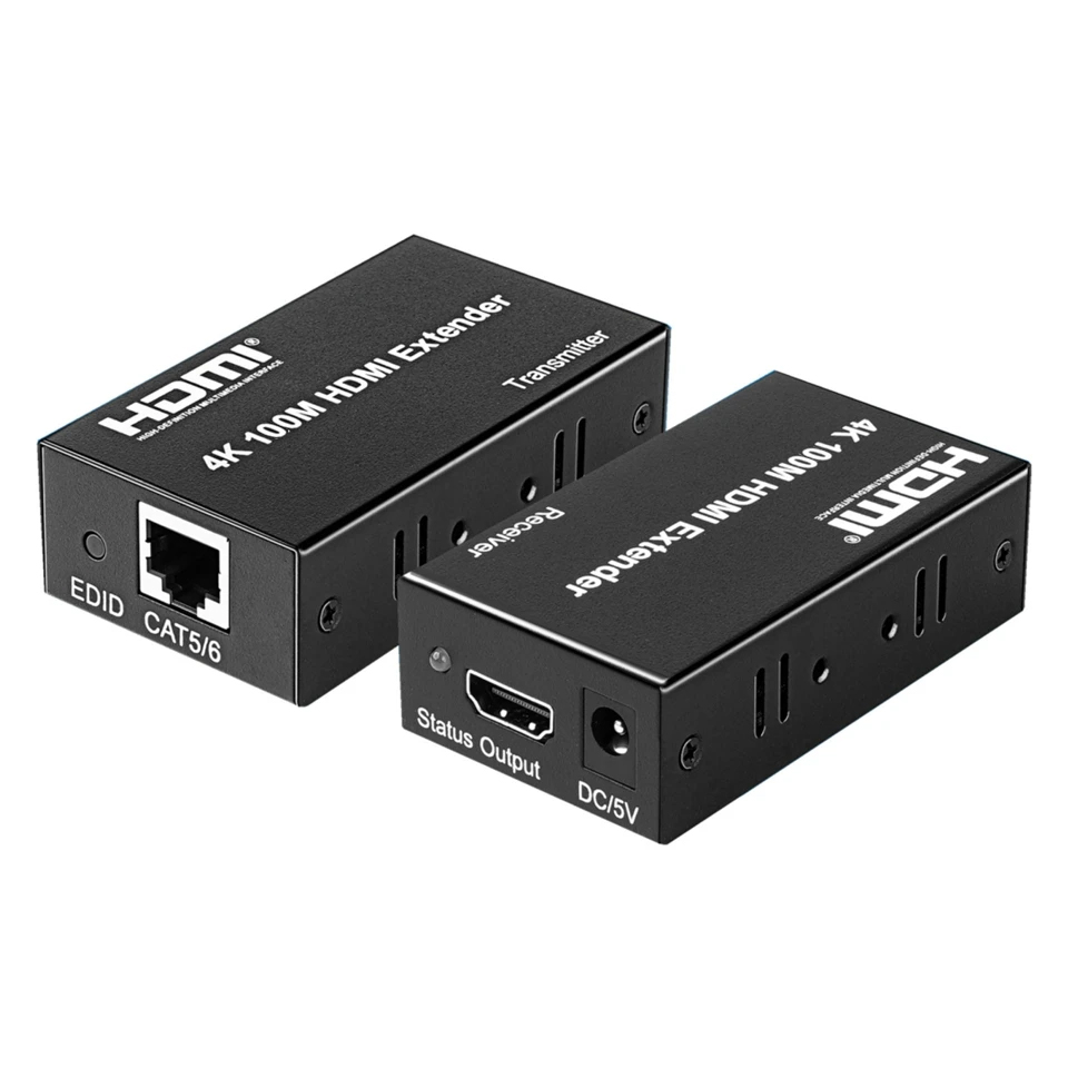 4K 100M HD MI Extender Video Transmitter Receiver Network Cable RJ45 HD-MI Extender for Camera Laptop PC to TV Monitor