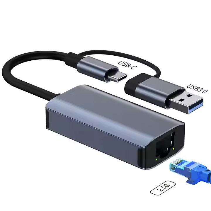 Customization USB3.0 Type C to RJ45 2.5G Network Adapter Converter Stable Transmission 2-in-1 USB C Hub Support Laptop PC