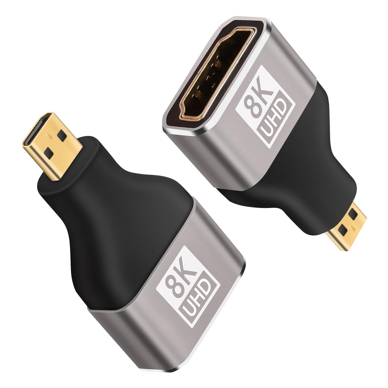 8K Micro HDMI to HDMI Adapter, HDMI Female to Micro HDMI Male HDMI 2.1 Bidirectional Connector Supports 8K 60Hz Camera Etc