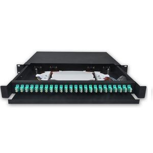 12-Port Sliding ODF 19-Inch Fiber Optic Patch Panel In Black