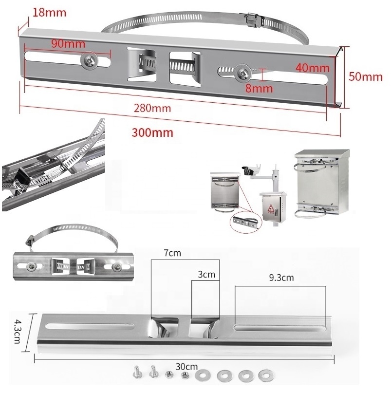 1Universal Stainless Steel Pole Mount Bracket CCTV Waterproof Box Mounting Bracket and Vertical Cctv Bracket
