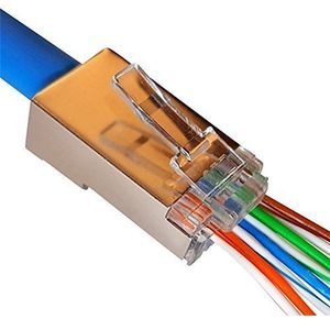 Cat5e Cat6 Pass Through Shielded RJ45 Connector