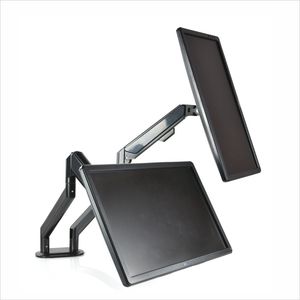 Adjustable Black Gas Spring Dual Desktop Monitor Rack Mounts Bracket Stand Arm Holder For 13-32 Inch Screen