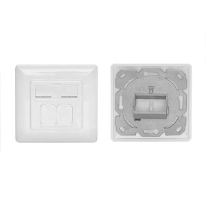 German Type 50x50 Dual Port Faceplate with Dust Shutter