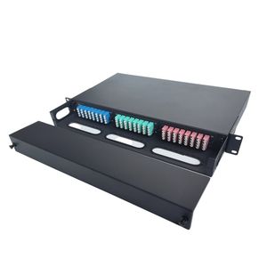 FTTH 1U Sliding Rail Fiber Optic Patch Panel 96-Core ODF With Removable Face Plates