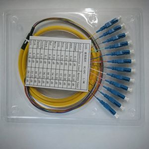 LC UPC 12 Color Single Mode Fiber Optic Pigtail with Yellow Jacket
