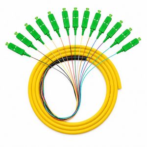 SC APC 12 Cores Bundle Fan out Single Mode Fiber Optic Pigtail