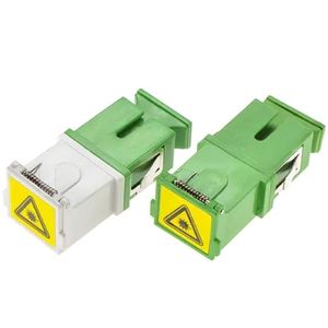 SC/APC To SC/APC Plastic Simplex Without Flange Fiber Optic Shutter Adapter