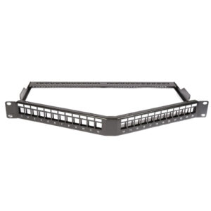19 Inch 24 Port Angled Blank Patch Panel with Back Bar