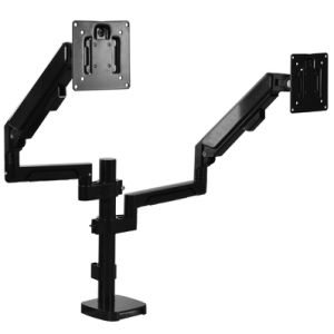 WS-ZL200-B Black Dual Aluminum Adjustable LCD Monitor Stand Arm With Pole