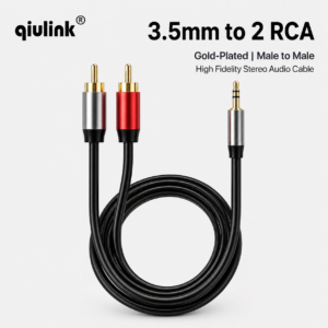 High Fidelity Bare Copper 3.5mm to 2 RCA Audio Cable Gold Plated Male to Male Stereo Aux Adapter for Home Theater Speaker