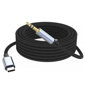 USB-C to 3.5mm Hi-Fi Stereo Audio Cable Aluminum Alloy Braided Shielding Pure Copper Conductor 1m Length for Projector Car Use