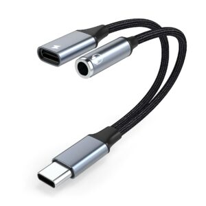 2 in 1 USB-C to 3.5mm Aux Audio Earphone Cable 3.5mm to Type-C Audio and Charging Adapter for All Phones