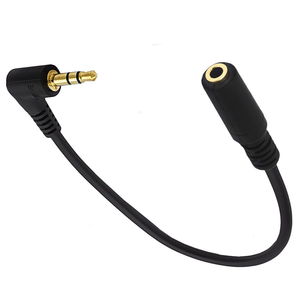Pixie Short DC Audio Stereo 3.5mm Male Right Angle Female Plug Adapter Converter Cable PVC Combination Microphone Car Stock